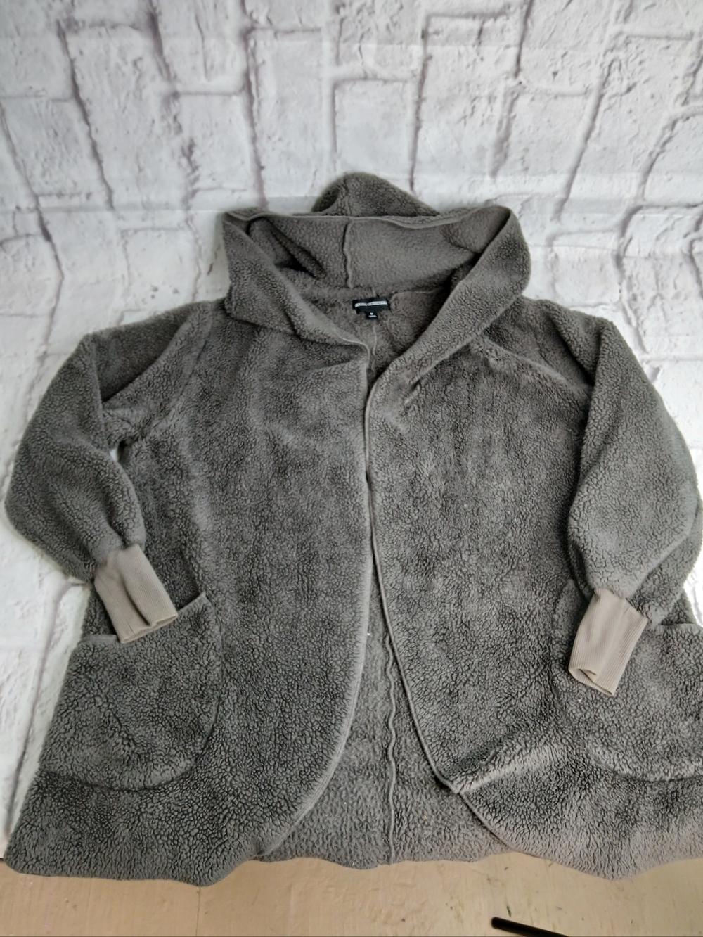 Zenana Outfitters Taupe Sherpa Hoodie Jacket - Picture 2 of 3